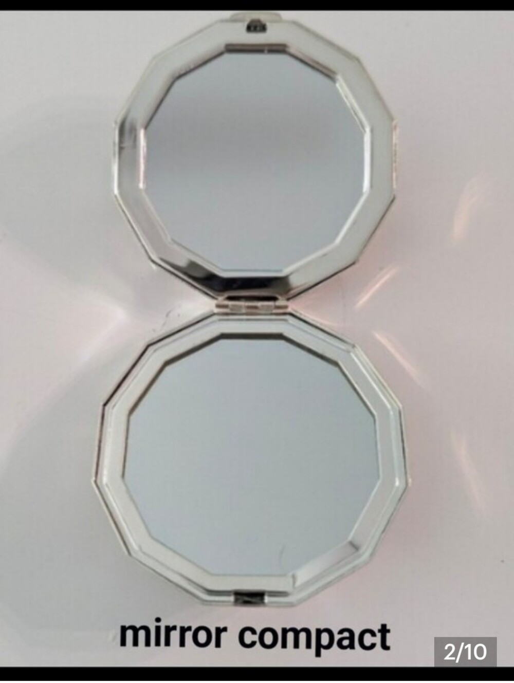 Compact Octagonal Silver Pocket Purse Mirror - Portable Travel Mirror - Picture 2 of 8
